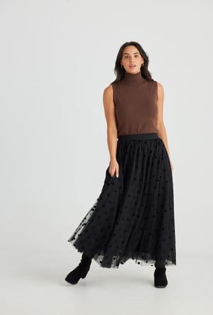 Image of Carrie Skirt. Black Polka Dot Tulle. By Brave and True.