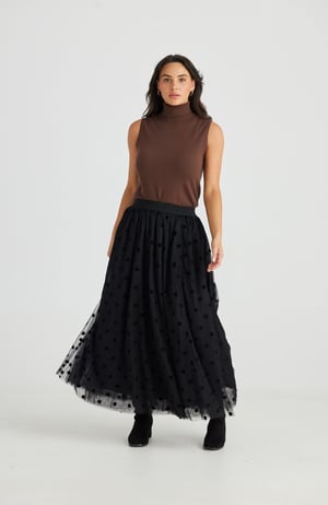 Image of Carrie Skirt. Black Polka Dot Tulle. By Brave and True.