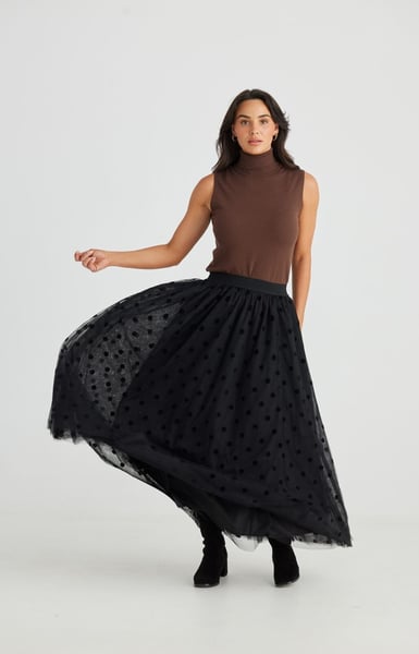 Image of Carrie Skirt. Black Polka Dot Tulle. By Brave and True.