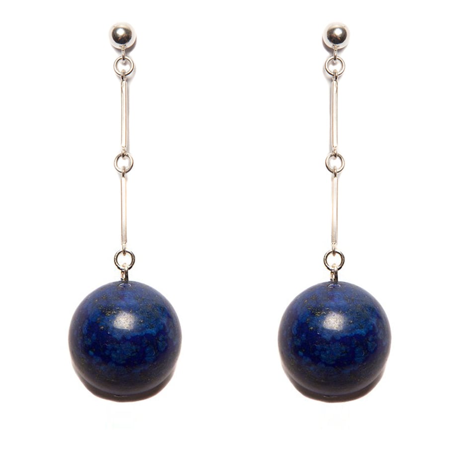 Image of "CODA" Large Lapis Lazuli Stone Sterling Silver Earrings