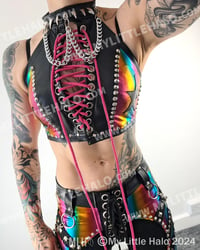 Image 2 of #1 RAINBOW STARS & SPIKES HALTER