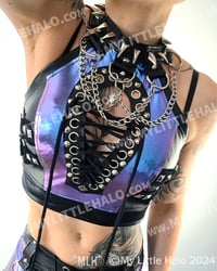 Image 2 of #3 MERMAID SPIKES & CHAINS PEEPHOLE CROP TOP