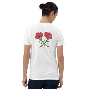 Unisex organic cotton t-shirt, Clavel Flamenco