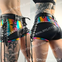 Image 1 of #19 LOW RISE RAINBOW & STAR SHORTS 