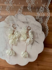 Image 2 of Oversized White Flower Dangles (ROSE GOLD)