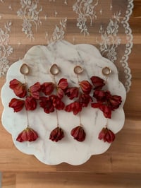 Oversized Burgundy Flower Dangles (ROSE GOLD)