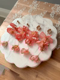 Image 2 of Oversized Sunset Pink Flower Dangles (ROSE GOLD)