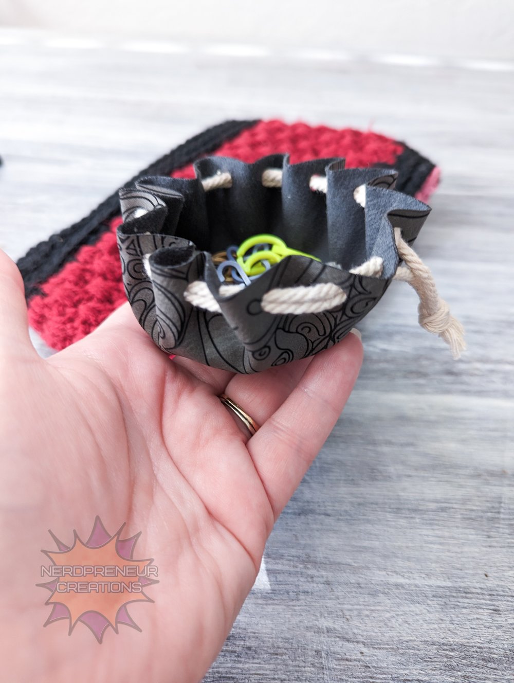 Image of Faux Leather Trinket Pouch with Double Drawstring