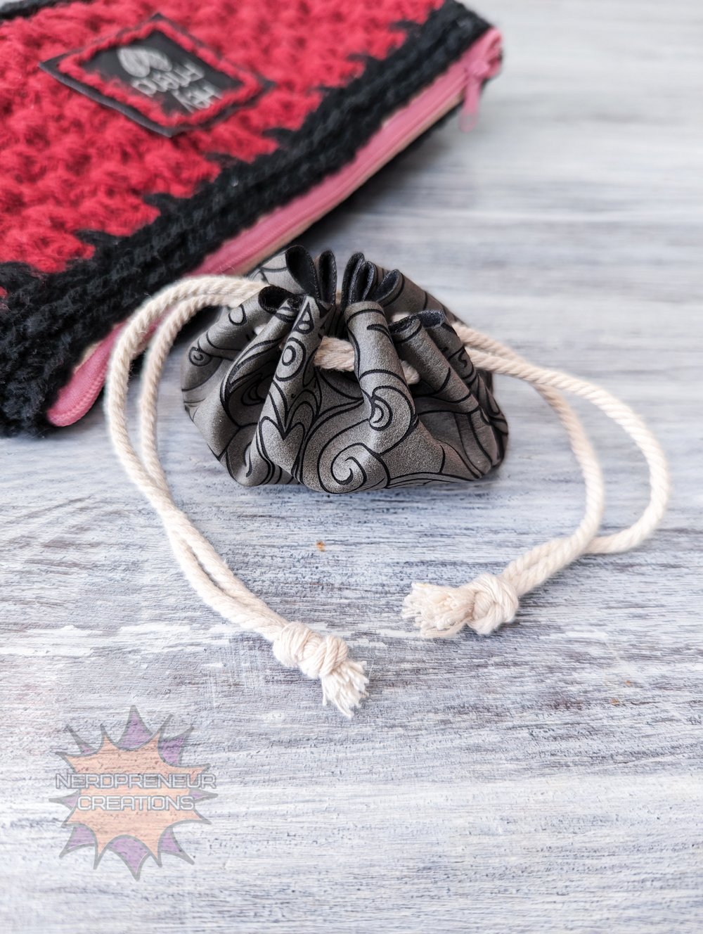Image of Faux Leather Trinket Pouch with Double Drawstring