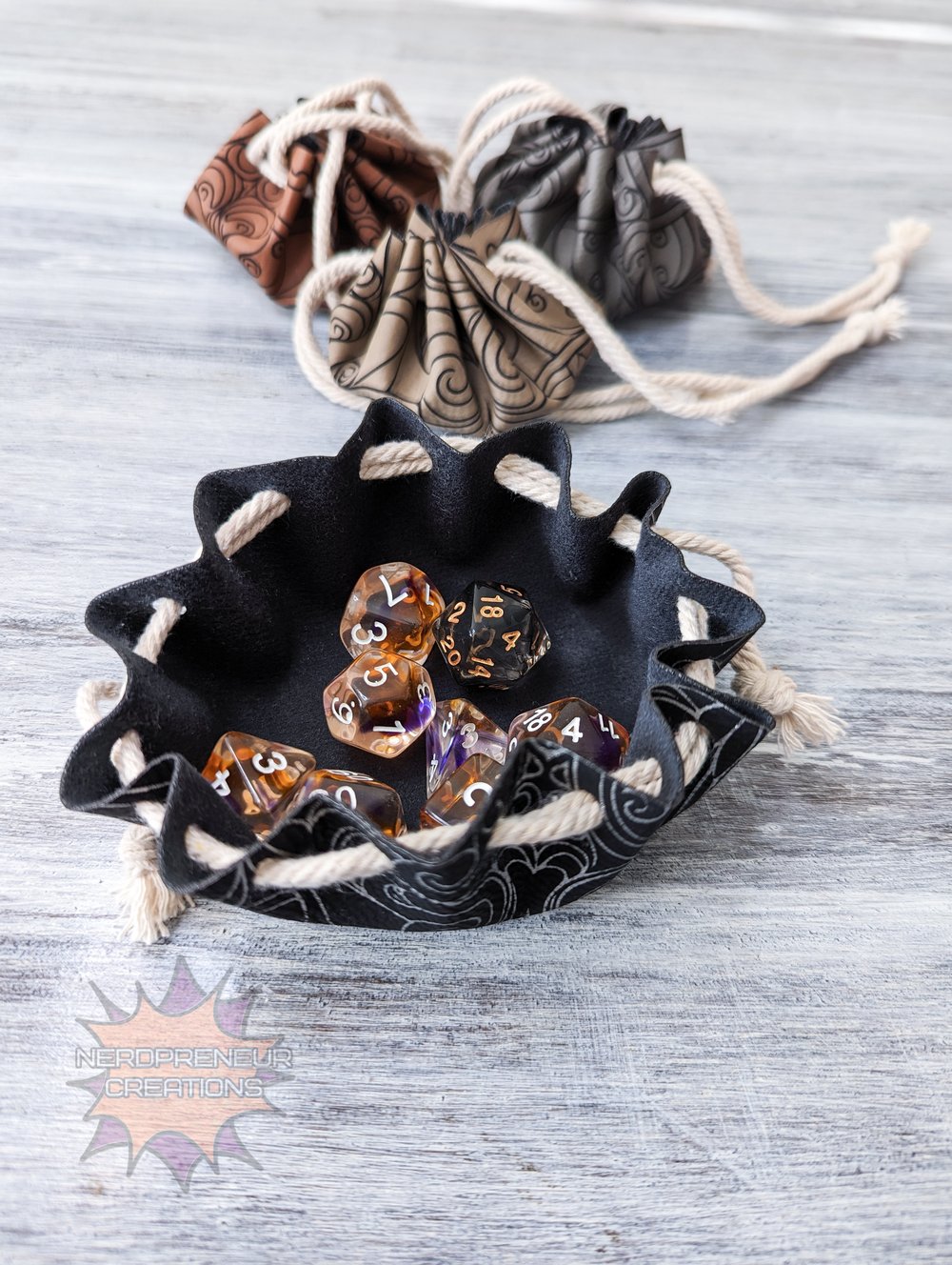 Image of Faux Leather Trinket Pouch with Double Drawstring