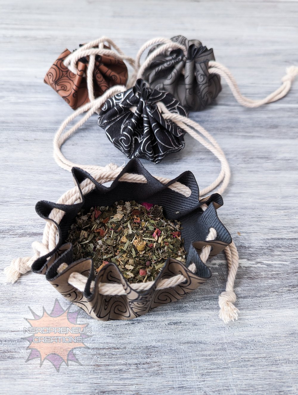 Image of Faux Leather Trinket Pouch with Double Drawstring