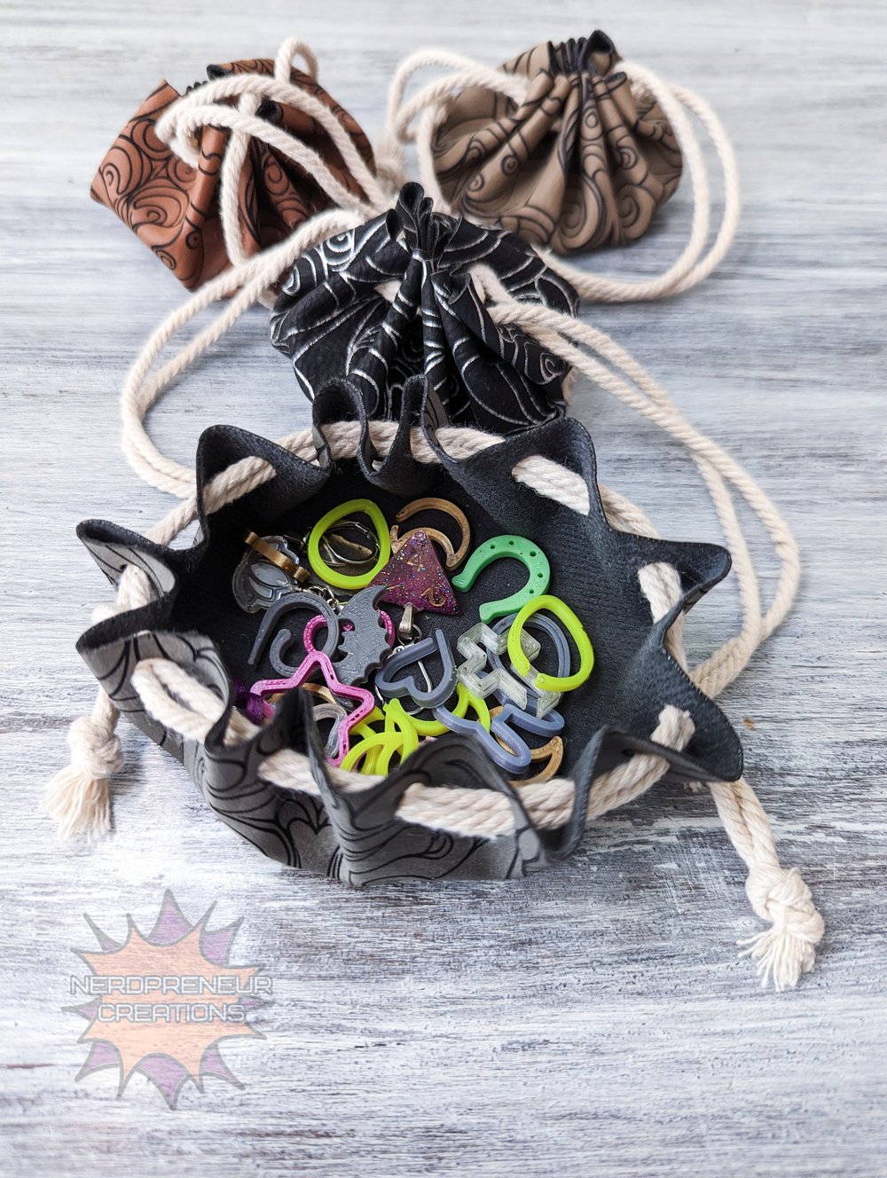 Image of Faux Leather Trinket Pouch with Double Drawstring