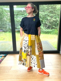 Image 2 of Custom Mustard Marimekko Sanderson Patchwork Skirt