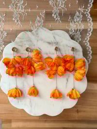 Image 2 of Oversized Orange Flower Dangles (ROSE GOLD)