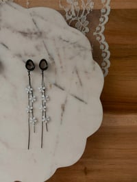 Image 1 of Long Flower Tassel Dangles (BLACK)