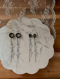 Image 3 of Long Flower Tassel Dangles (BLACK)
