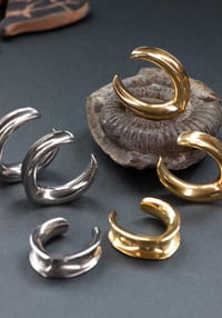 Image 1 of Ear Saddles - V Tunnels - Plugs for Stretched Ears - Gold, Silver - Stainless Steel 316L