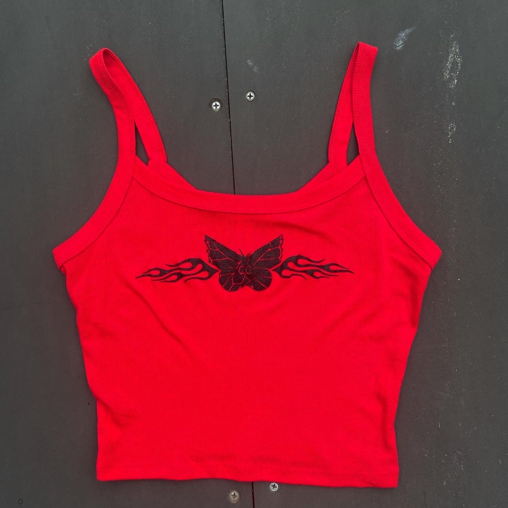 Image of Butterfly Grip Flames- Strapped Tank