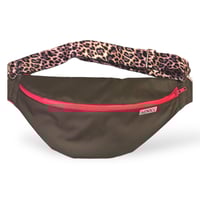 Image 1 of Small khaki waterproof bumbag with red zip