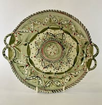 Image 3 of Dish and Jug green spotted leaves pattern.