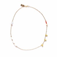 Image 1 of Minimalist Charm Necklace - Yellow Turquoise/Coral/Mother of Pearl - Michelle Starbuck