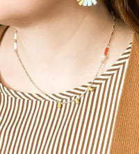 Image 2 of Minimalist Charm Necklace - Yellow Turquoise/Coral/Mother of Pearl - Michelle Starbuck