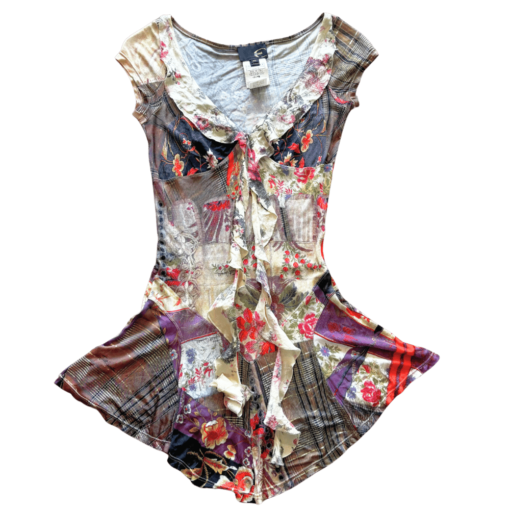 Image of JUST CAVALLI PATCHWORK MINI DRESS