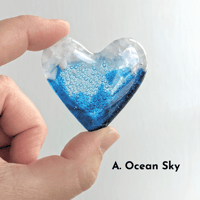 Image 2 of Lake Sky and Ocean Sky Fused Glass Hearts