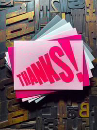 Image 1 of Thanks! | Typographic Letterpress Card | Fluorescent Pink On Candy Pink