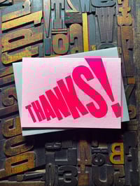 Image 5 of Thanks! | Typographic Letterpress Card | Fluorescent Pink On Candy Pink