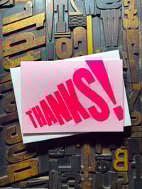 Image 4 of Thanks! | Typographic Letterpress Card | Fluorescent Pink On Candy Pink