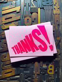 Image 3 of Thanks! | Typographic Letterpress Card | Fluorescent Pink On Candy Pink
