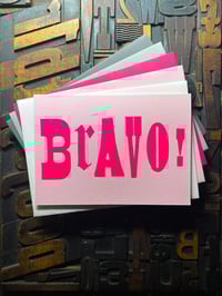 Image 1 of Bravo! | Typographic Letterpress Card | Fluorescent Pink On Candy Pink