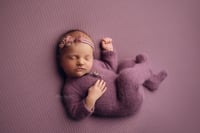 Image 1 of Footed Romper and Bonnet Set - AMETHYST