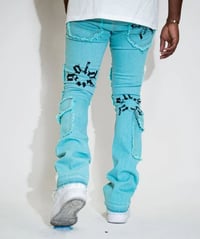 Image 4 of GOLDEN DENIM THE STACKED MINT FLARE MULTI CARGO