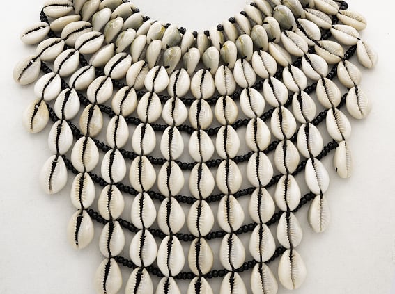 Image of Cowrie Shell Teardrop  Statement Necklace