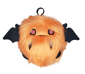 Image of Batty the orange Floof Monster KEYCHAIN