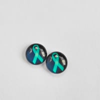 Image 1 of Teal Cancer Ribbon