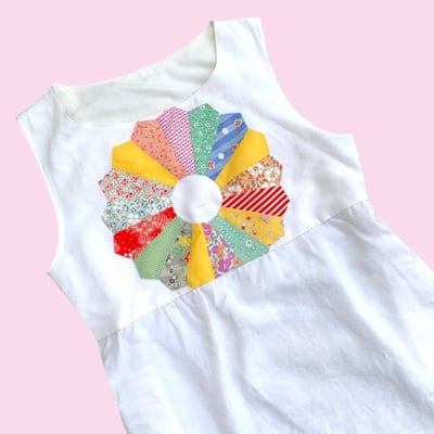 Image of Sleeveless Dress — White Linen Dresden Plate