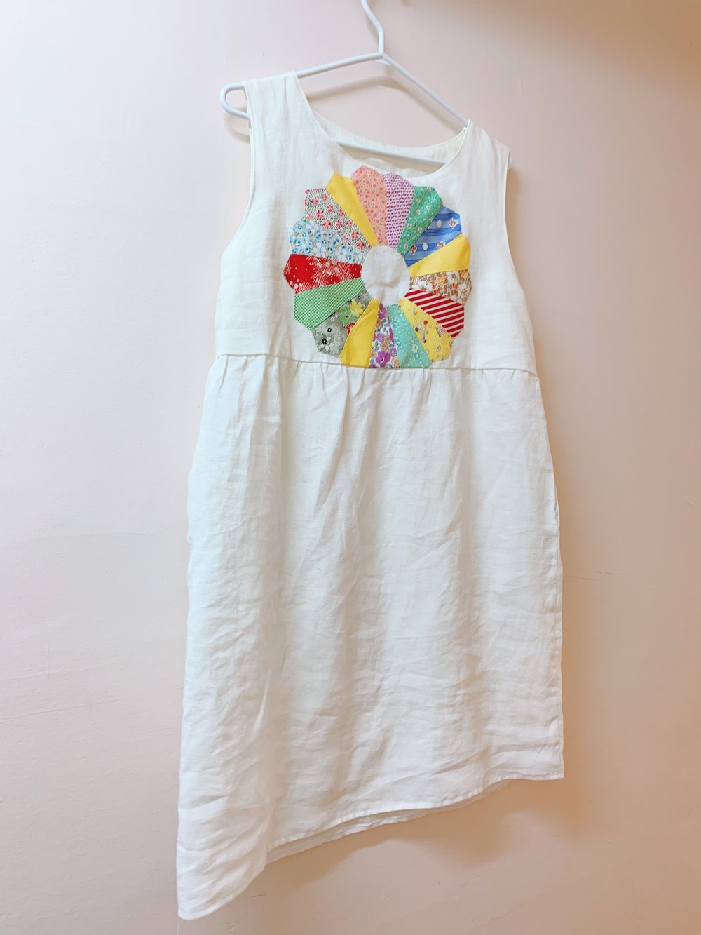 Image of Sleeveless Dress — White Linen Dresden Plate
