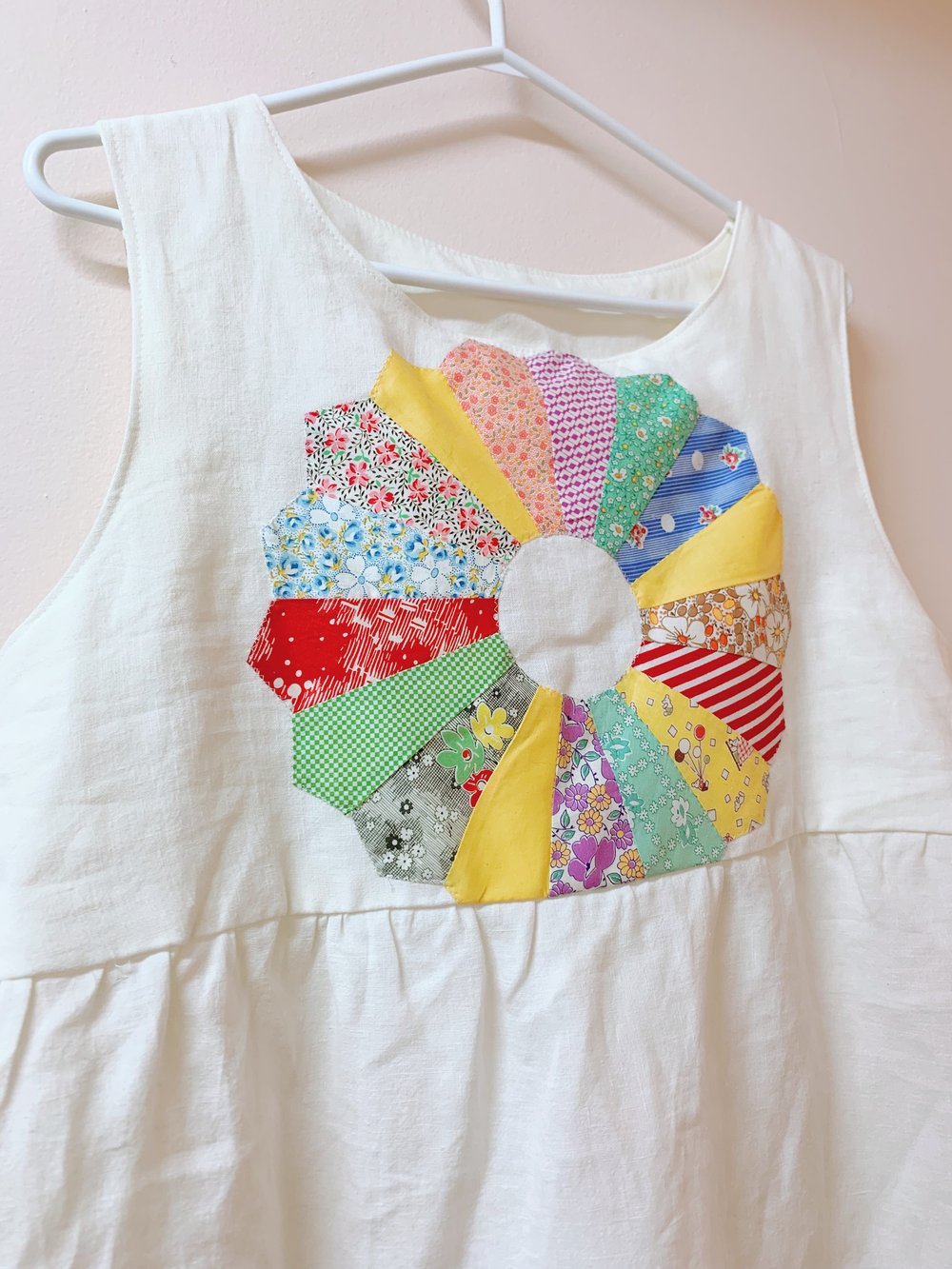 Image of Sleeveless Dress — White Linen Dresden Plate