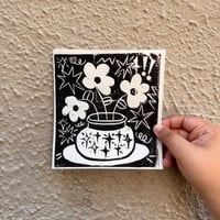 Image 1 of ☺︎ grandma's vase lino print ☺︎