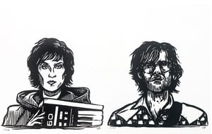 Linocut Music Portraits inc. Scott Walker, Patti Smith, Kim Deal, Ivor Cutler, Biz Markie and more