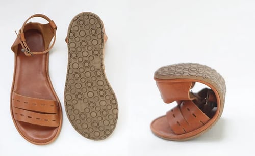 Image of Sandals - Cut Here in Tobacco Brown 