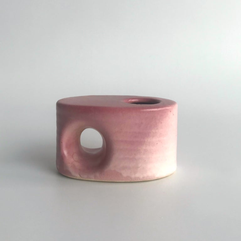 Image of Vintage Dutch pink oval block vase