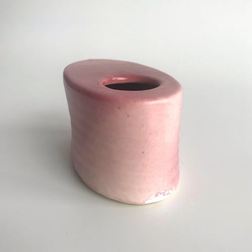 Image of Vintage Dutch pink oval block vase