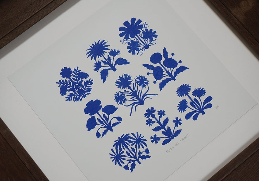 Image of Paper Cut Flowers - Risograph Print