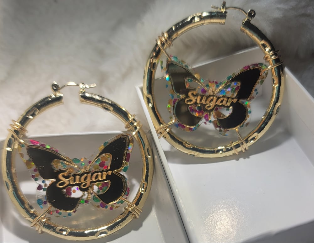 Image of Butterfly Hoop Earrings