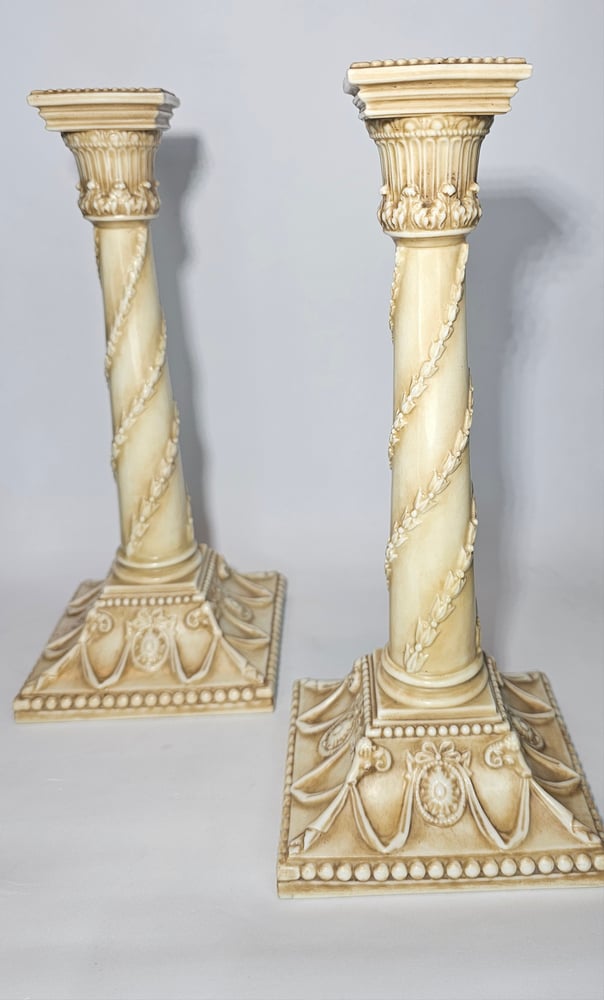 Image of Royal Worcester Pair of Candlesticks