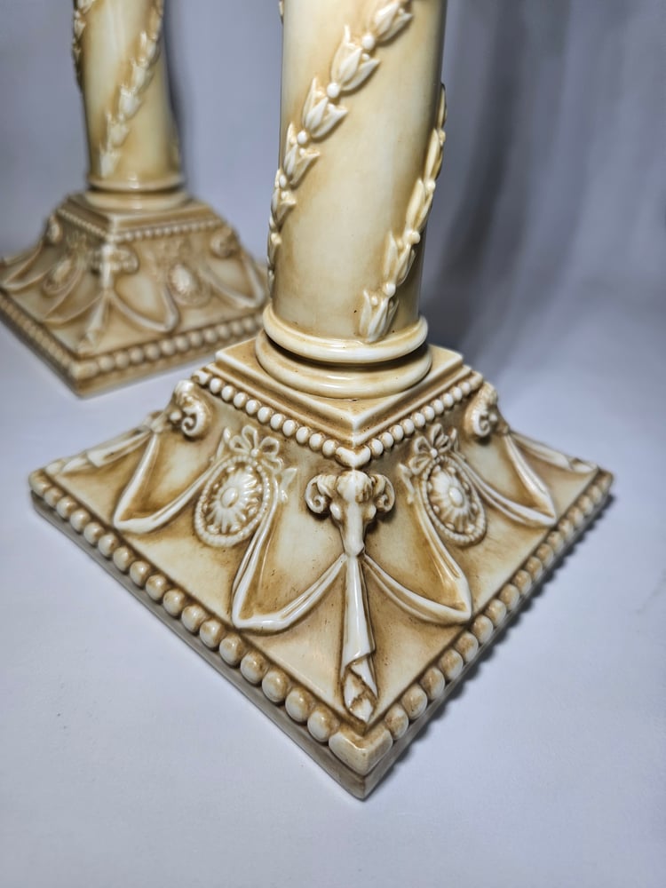 Image of Royal Worcester Pair of Candlesticks